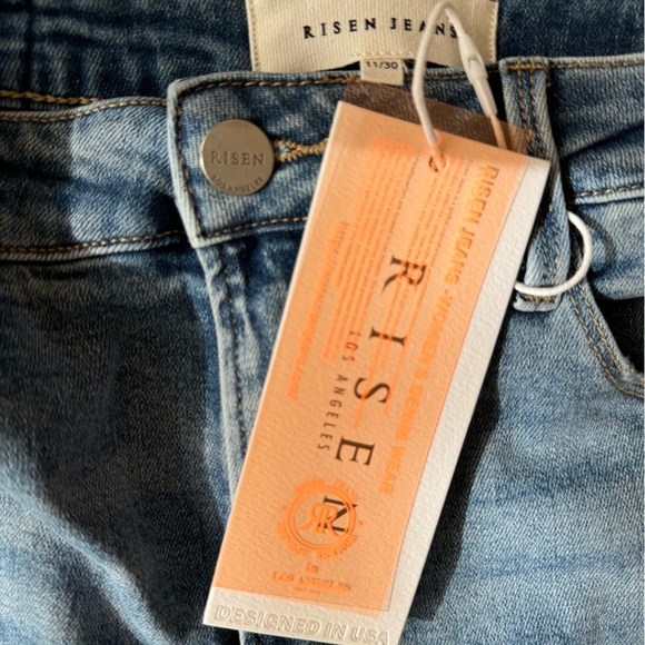 Risen High Rise Flare Jeans Raw Frayed Hem New - Picture 4 of 6